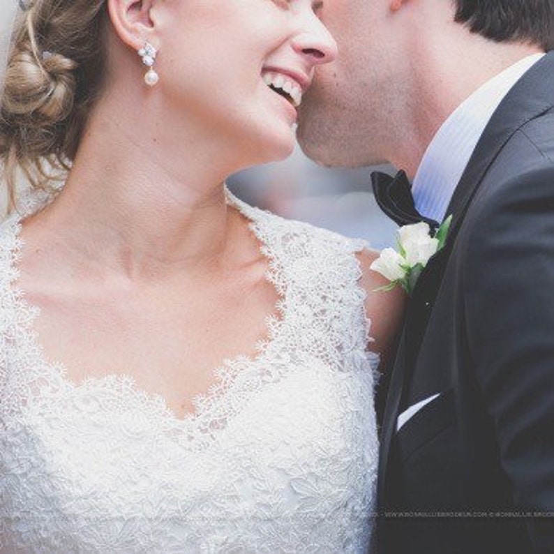 Wedding Jewellery Earrings Bridal Jewelry Pearl Bridal Earrings Drop Crystal Pearl Wedding Earrings
