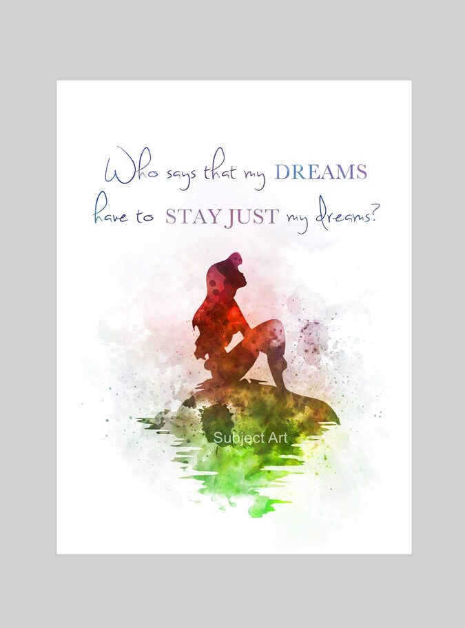 ariel the little mermaid inspired quote art print