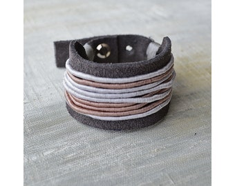Gray Leather Cuff, Leather Bracelet Design for Woman