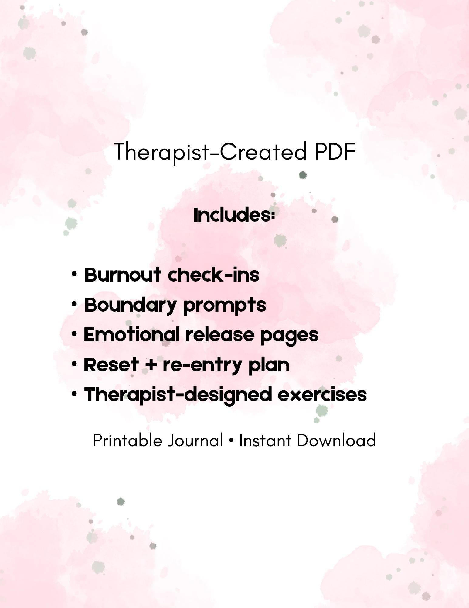 Burnout SOS Journal PDF | Therapist Burnout Workbook | Mental Health ...