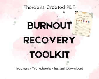 Kit de recuperación del agotamiento en PDF / Registro del agotamiento + Hojas de trabajo para terapia / Ayuda para el agotamiento del terapeuta / Material imprimible sobre salud mental / Cuaderno de autocuidado