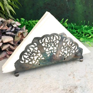 Napkin Holder, Silver Plated Metal, Openwork Vintage Table Decor, Scandinavian Tableware, Reticulated Victorian Dinner Table Decoration