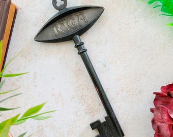 Large Skeleton Key, Big Vintage Key, Latvia Souvenir, 1980s Baltics, Riga Town Key, Large Antique Looking Key, Rustic Home Decor 8&quot;