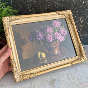Ornate Gold Gesso Picture Frame: Vintage Victorian Tabletop Decor, Glass, Heavy Antique Gilt Frame, 1950s Sweden
