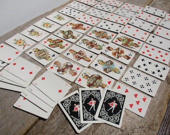 Mini Playing Cards, Vintage Bridge Deck of 52 Cards, Full Deck, Men's Gift, Gambler Gift, Gambling Casino, Travel Playing Cards