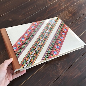 Fotoalbum, Hochzeitsgästebuch, Paar Geschenk, Vintage Blanko Buch, Vinyl Cover, Lederrücken, Nationales Muster, Familienalbum, Postkartenbuch