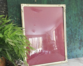 Vintage Picture Frame - Convex Glass - Large Metal Photo Frame - Gold White Ornate Repousse Antique Scandinavian Frame Gallery Wall 11x8.5"