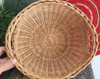 籐の入れ子式バスケット：蝶番付きボヘミアン風ファームハウス