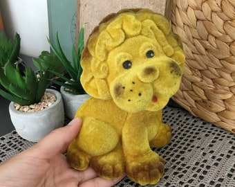 Leone giocattolo, giocattolo estone da collezione degli anni '70, regalo vintage carino per l'asilo nido, giocattolo in polimero morbido floccato, animale della giungla selvaggia