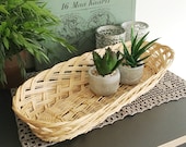 Woven Basket, Large Bread Basket, Wicker Tray Centerpiece, Vintage Wall Decor Basket, Southwestern Boho Wall Hanging, Natural Basket 15 quot