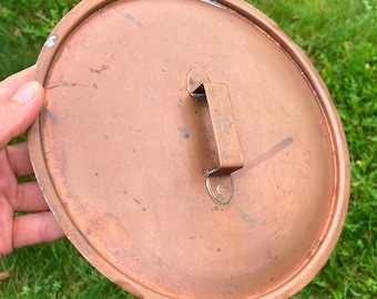 Antique Copper Pot or Pan Lid, Hallmarked Skultuna, Swedish Kitchen Display, Genuine Scandinavian Copperware 8"