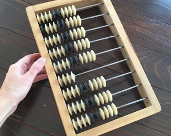 Vintage Wooden Abacus, 1950s Soviet Office Shop Calculator, Math Learning Tool, Quirky Fun Gift
