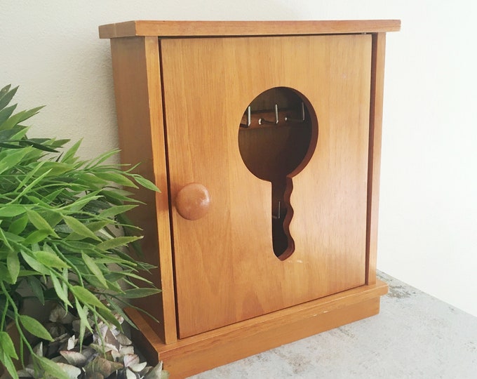 Vintage Key Box Hanging Wooden Large Key Organizer Etsy