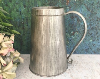 Beer Stein, Vintage Pewter Mug, Antique Hallmarked Tinware, Swedish Tankard, Scandinavian Mens Beer Gift, Handmade Metal Drinking Cup 1970s