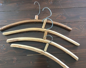 Wooden Hangers, 4 Antique Wood Coat Hangers. Clothing Hangers, Primitive Clothes Hangers, Closet Organizing, Simple Vintage Dress Display