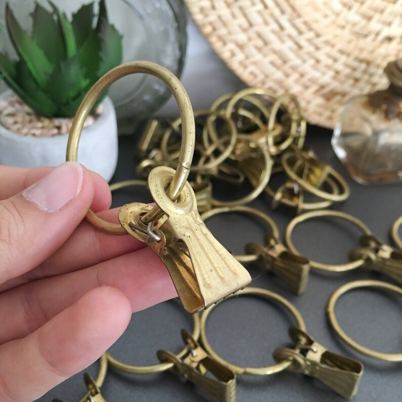30 Drapery Clips Antique Curtain Ring Clips Set Gold Tone Etsy