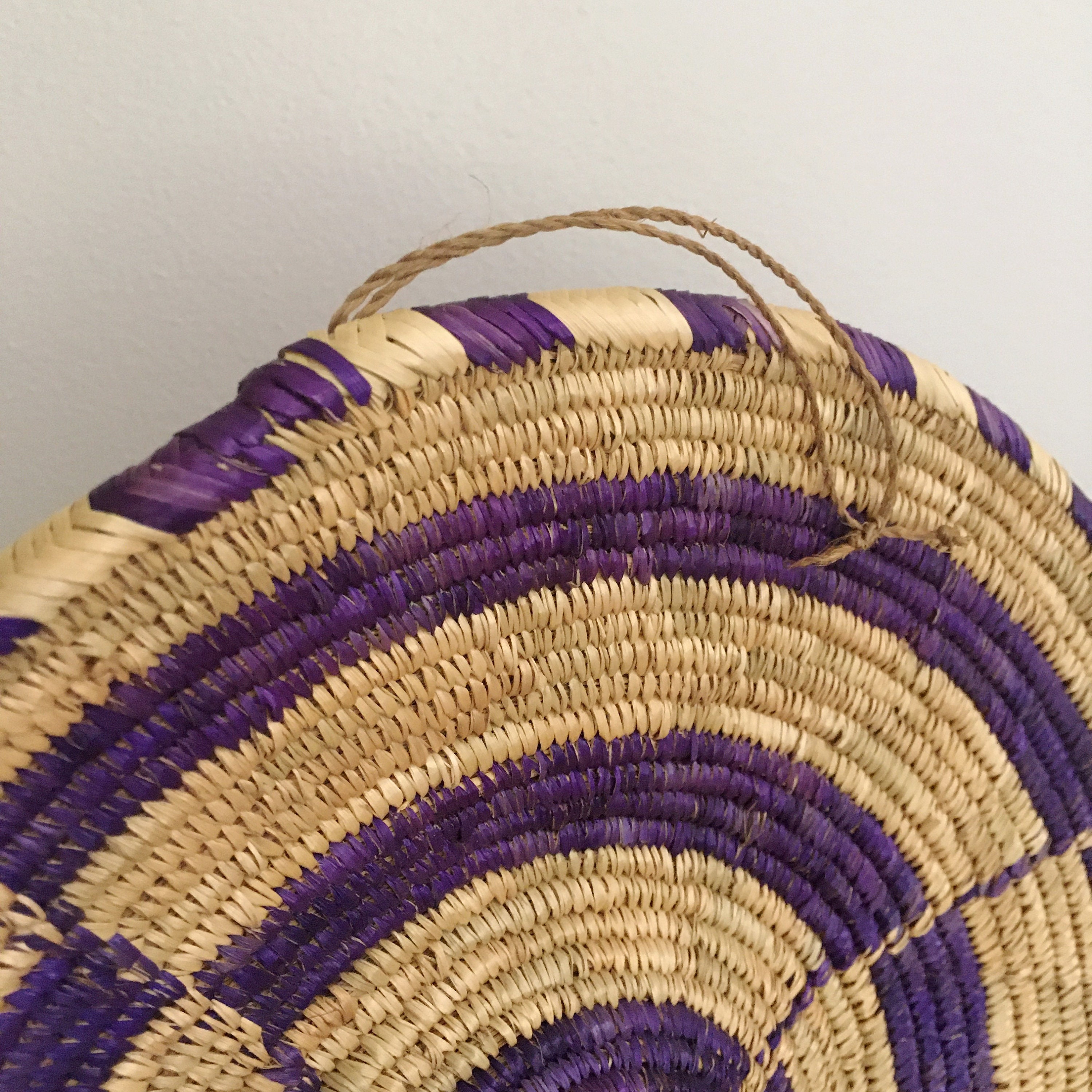 ヴィンテージ 壁飾りバスケット 大型 11.5インチ 手編み アフリカン