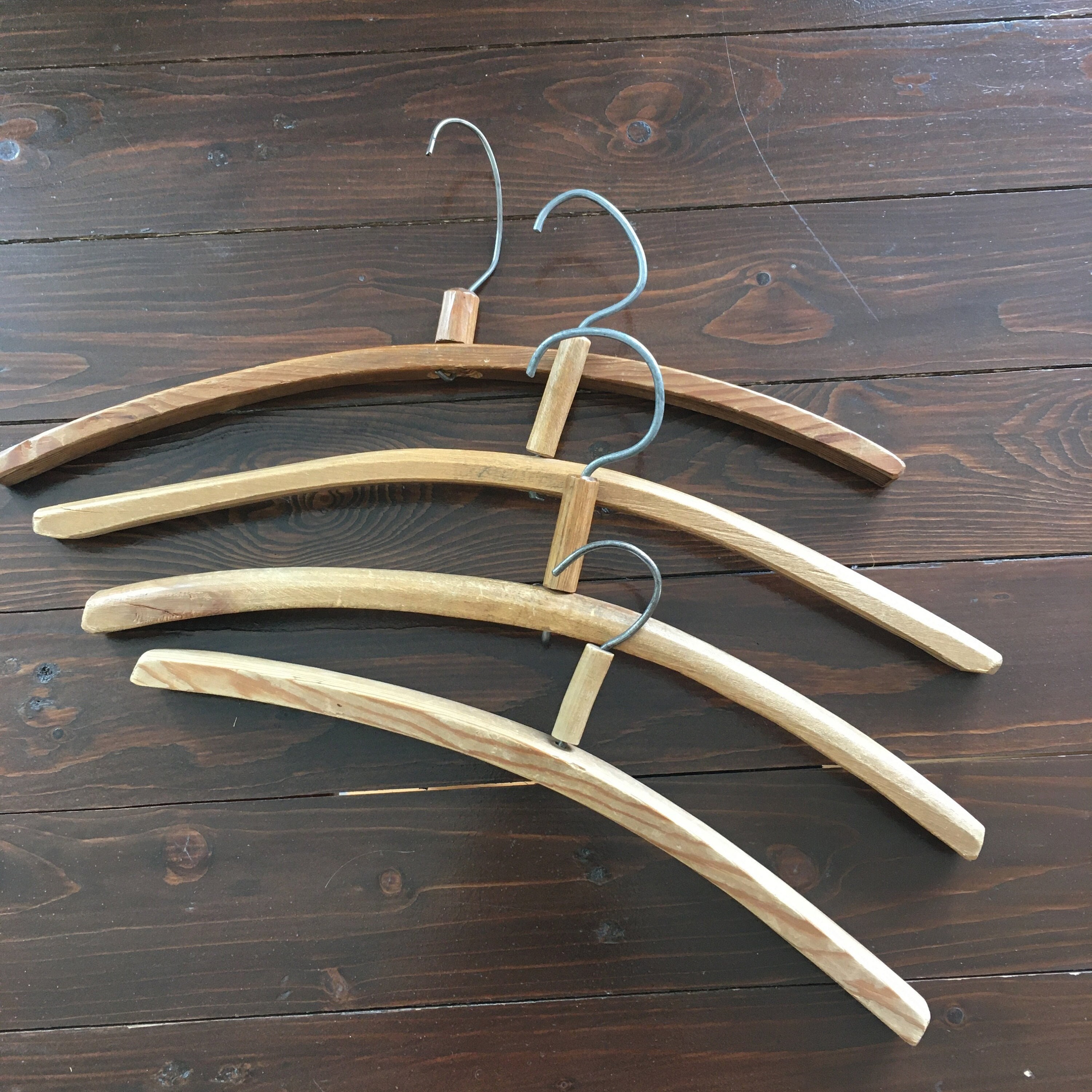Wooden Hangers 4 Antique Wood Coat Hangers. Clothing Hangers