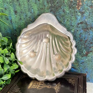 Kaviarschale, versilberte Muschelschale, Vintage Servierschale, kleine Butterschale, antikes Silber, viktorianisches Wohndekor