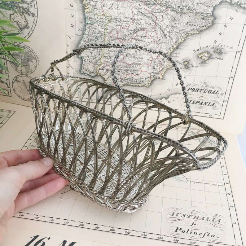 Wine Bottle Basket Silver Plated Metal Wire Bottle Holder Etsy