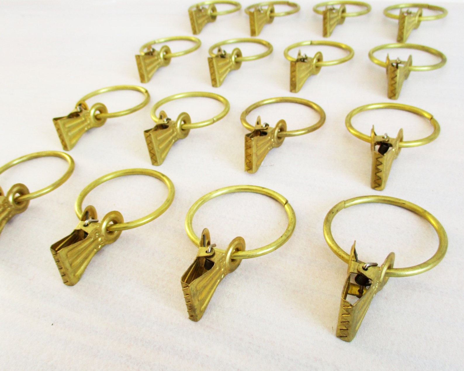Curtain Ring Clips Set 16 Antique Drapery Clips Gold Tone Etsy