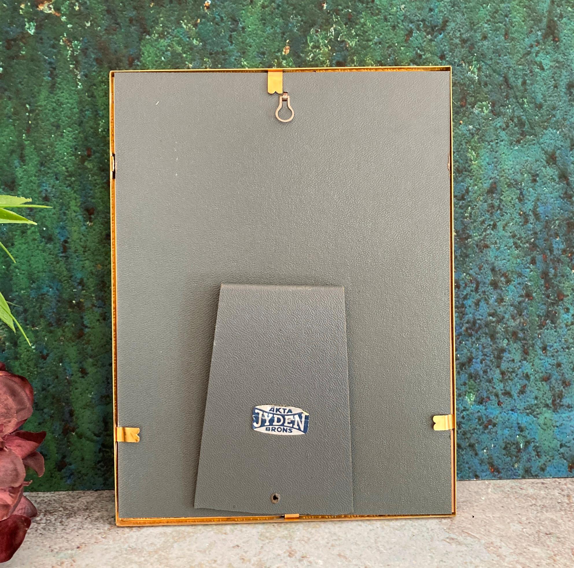 Vintage Gold Metal Bubble Glass Picture Frame, Curved Convex Domed