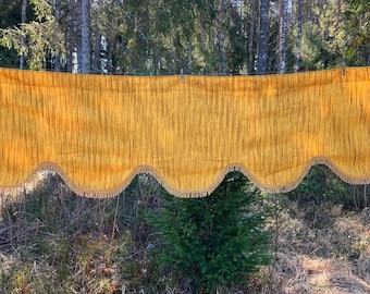 Cenefa amarilla con flecos, cortina dorada festoneada vintage, cortinas de lujo victorianas, 4 yardas, 4 metros