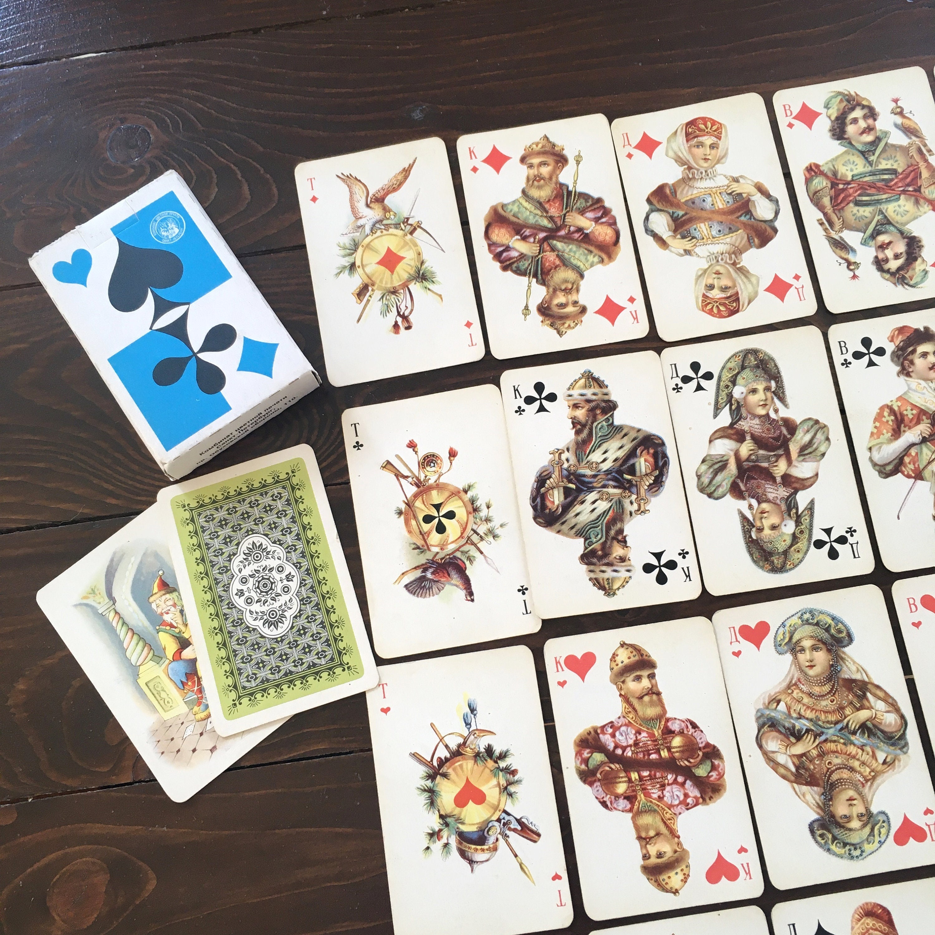 Playing Cards Deck, Vintage Aged Cards, Old Fashioned Bridge Playing Cards Deck, Vintage Aged Cards, Old Fashioned Bridge