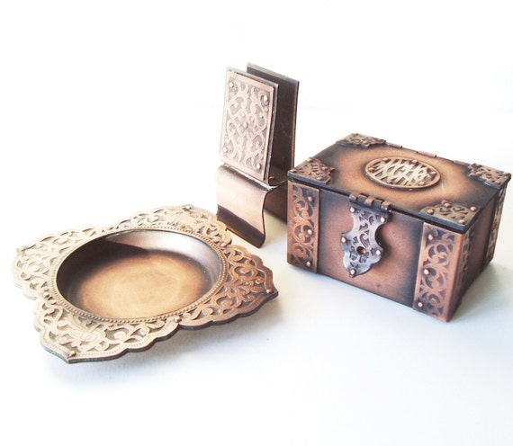 Vintage Office Desk Organizer Ornate Desktop Accessory Set