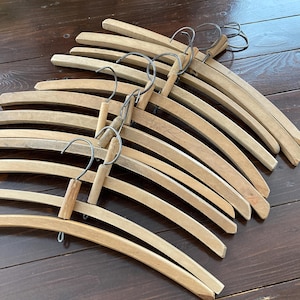 Wooden Hangers, 12 Vintage Wood Coat Hangers, Antique Primitive Simple Clothes Hangers, Closet Organizing, Vintage Wardrobe, Dress Display
