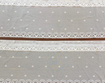 Vintage White Sheer Lace Valance Pair, Romantic Bohemian Short Cafe Curtain 54" 137cm