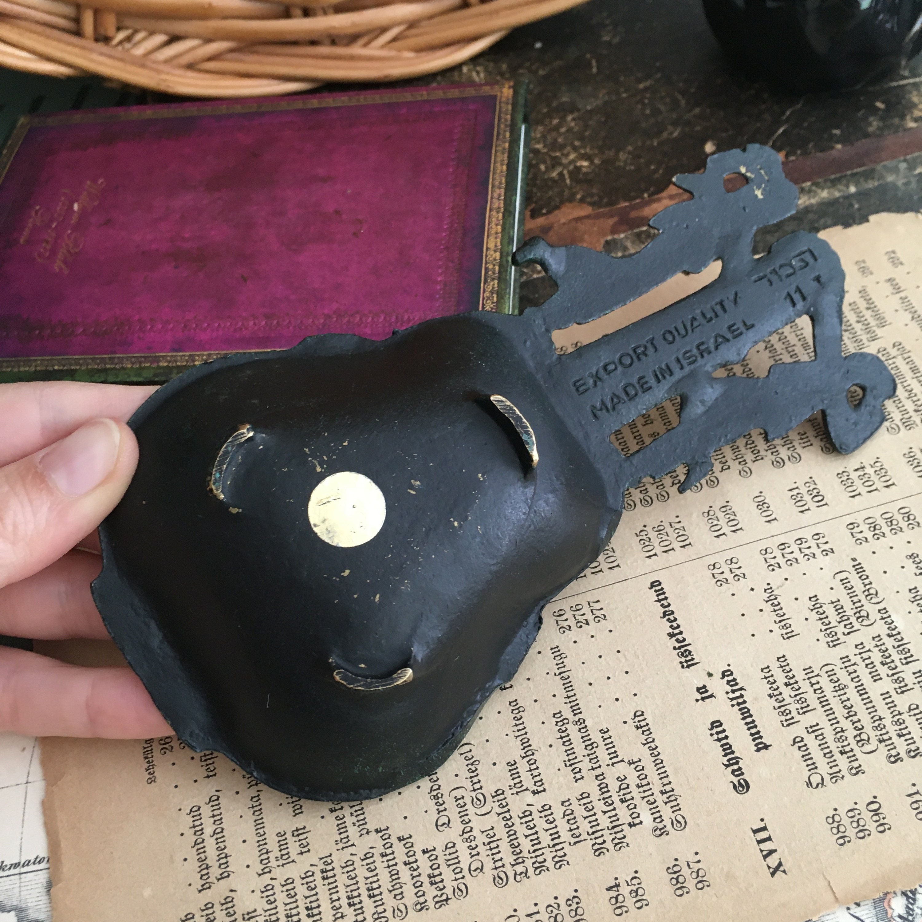 Brass Ashtray Guitar Shaped Enameled Ash Tray Jerusalem Etsy