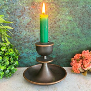 1970s Candle Holder, Solid Brass Metal Candle Stick, Mid Century Modern, Retro Home Decor, Vintage Nordic Design, Estonia