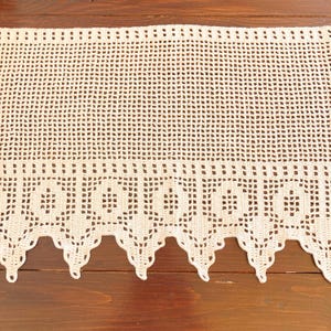 Crochet Lace Valance, Natural White Beige Cafe Curtain, Handmade Lace Pelmet, Vintage Cotton Filet Lace, Romantic Farmhouse Cottage Decor