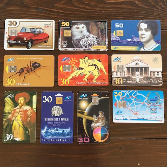 10 Vintage Estonian Telephone Cards, European 1990s 2000s