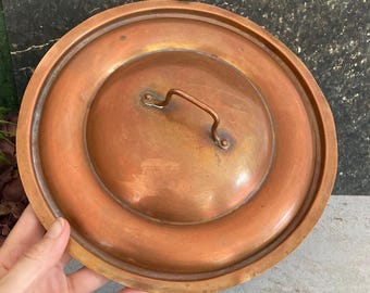 Coperchio antico in rame per pentola/padella, utensili da cucina scandinavi in rame, 24 cm (9,5").