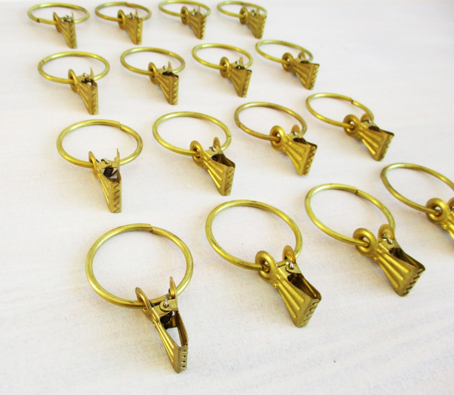 Curtain Ring Clips Set 16 Antique Drapery Clips Gold Tone Etsy