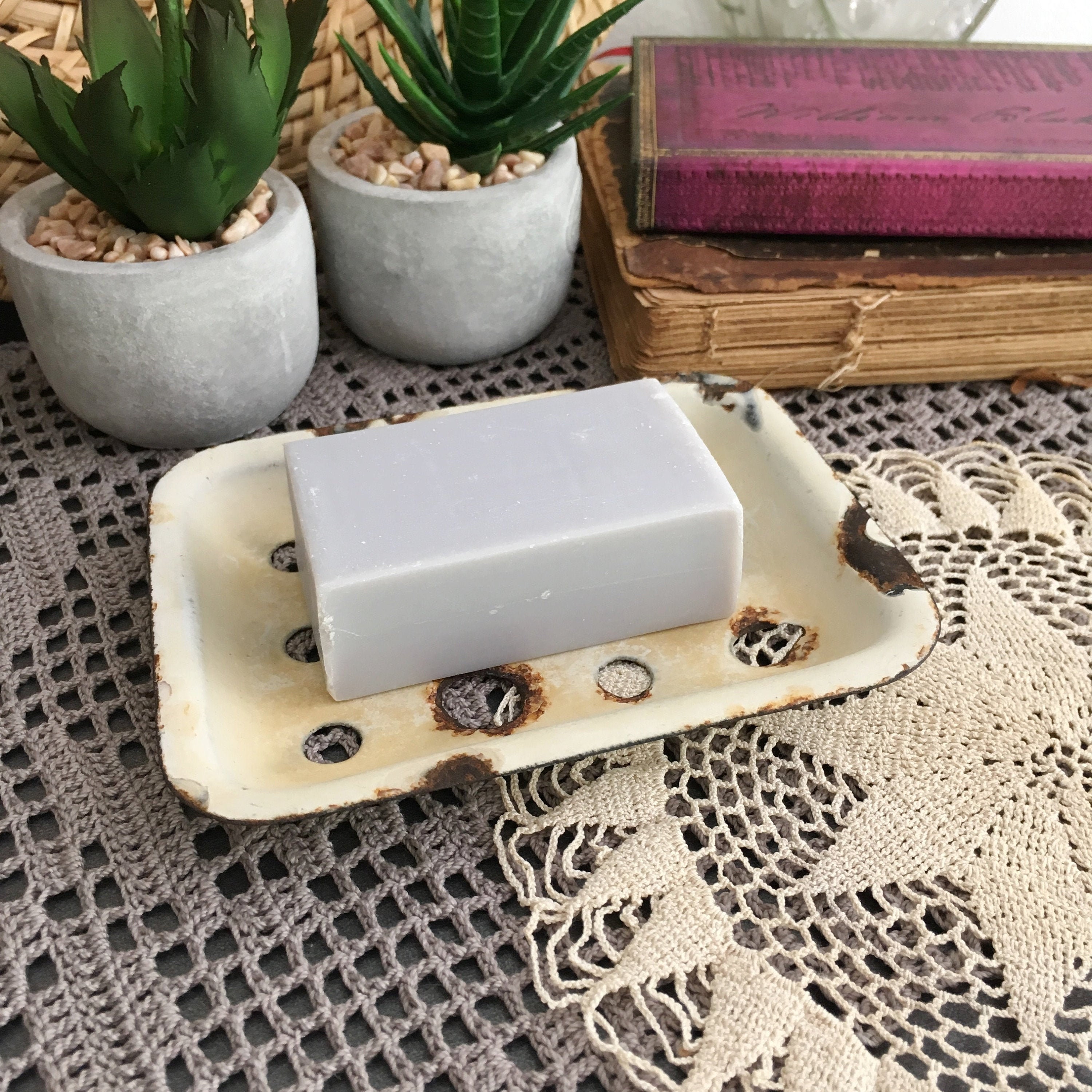Enamel Soap Dish Rustic Bathroom Decor Vintage Enameled Soap Etsy