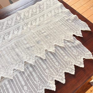 Crochet Lace Valance Pair, Natural White Cafe Curtains, Handmade Cotton Filet Lace, Vintage Romantic Farmhouse Cottage Home Decor