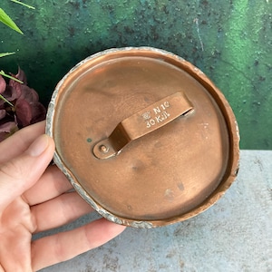 Antique Copper Lid, Small Swedish Kitchen Display from Scandinavia, Marked Eskilstuna Bruk 5" 12cm