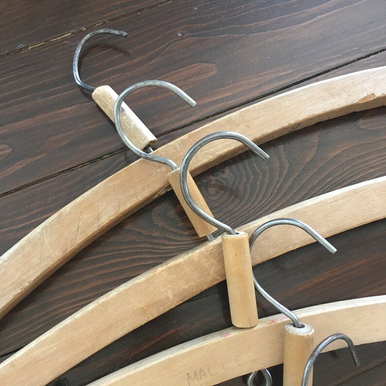 Vintage Hangers 5 Wood Coat Hangers Antique Clothing Etsy