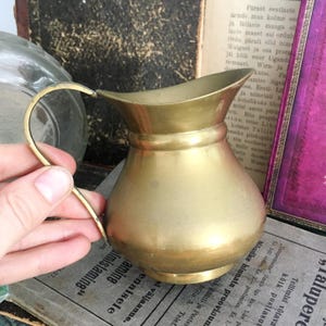 Small Brass Jug, Solid Brass Pitcher, Bud Vase, Vintage Creamer, Metal Vase for Flowers, Antique Mini Jug, Rustic Home Decor