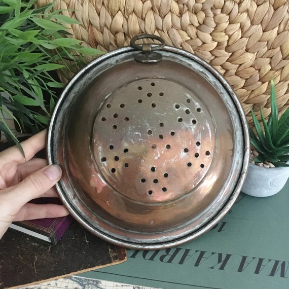 Unique Copper Colander Pan Swedish Brass Farmhouse Kitchen | Etsy