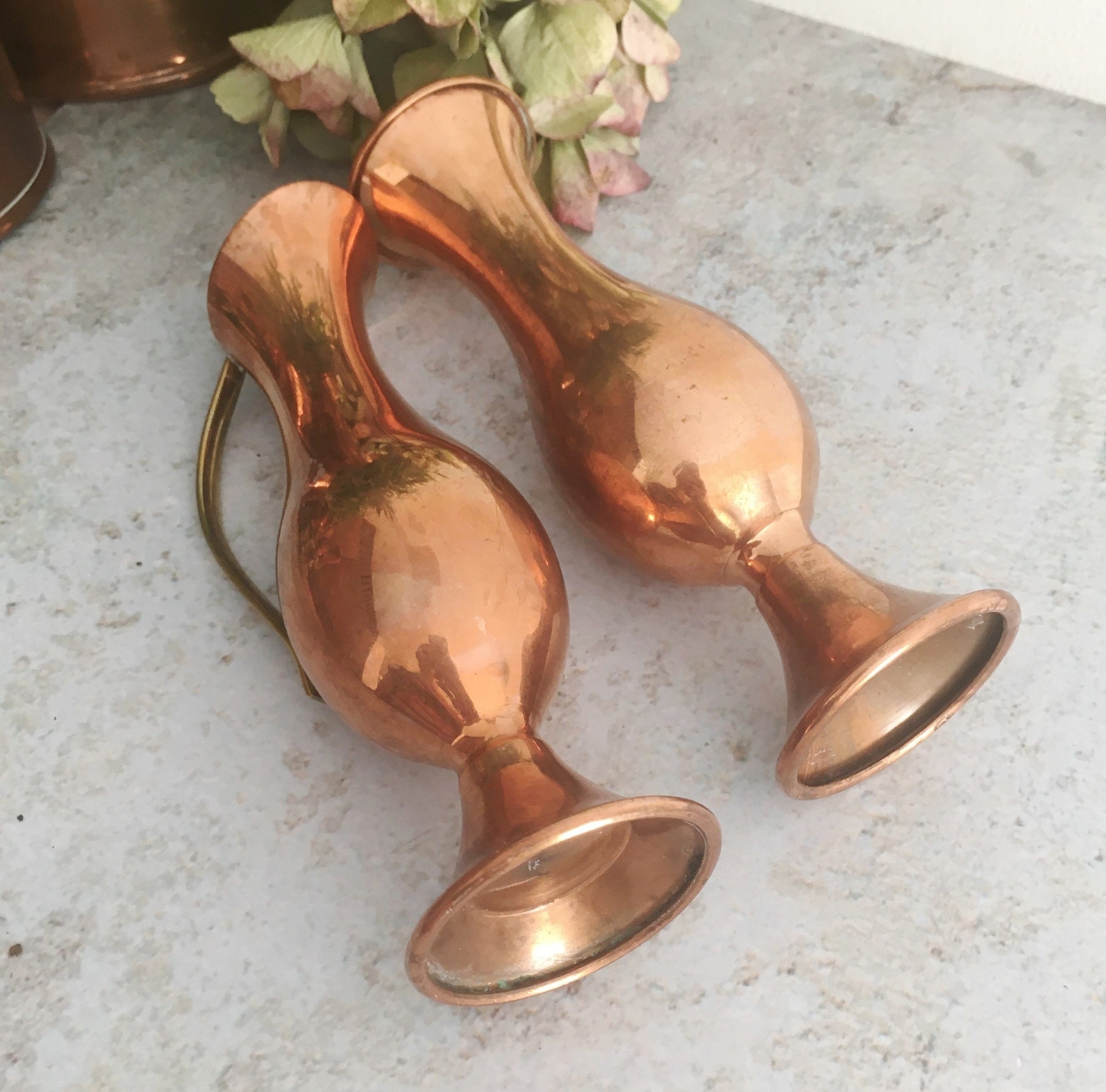 Pair of Copper Vases Small Vases for Flowers Mid Century Mod Etsy