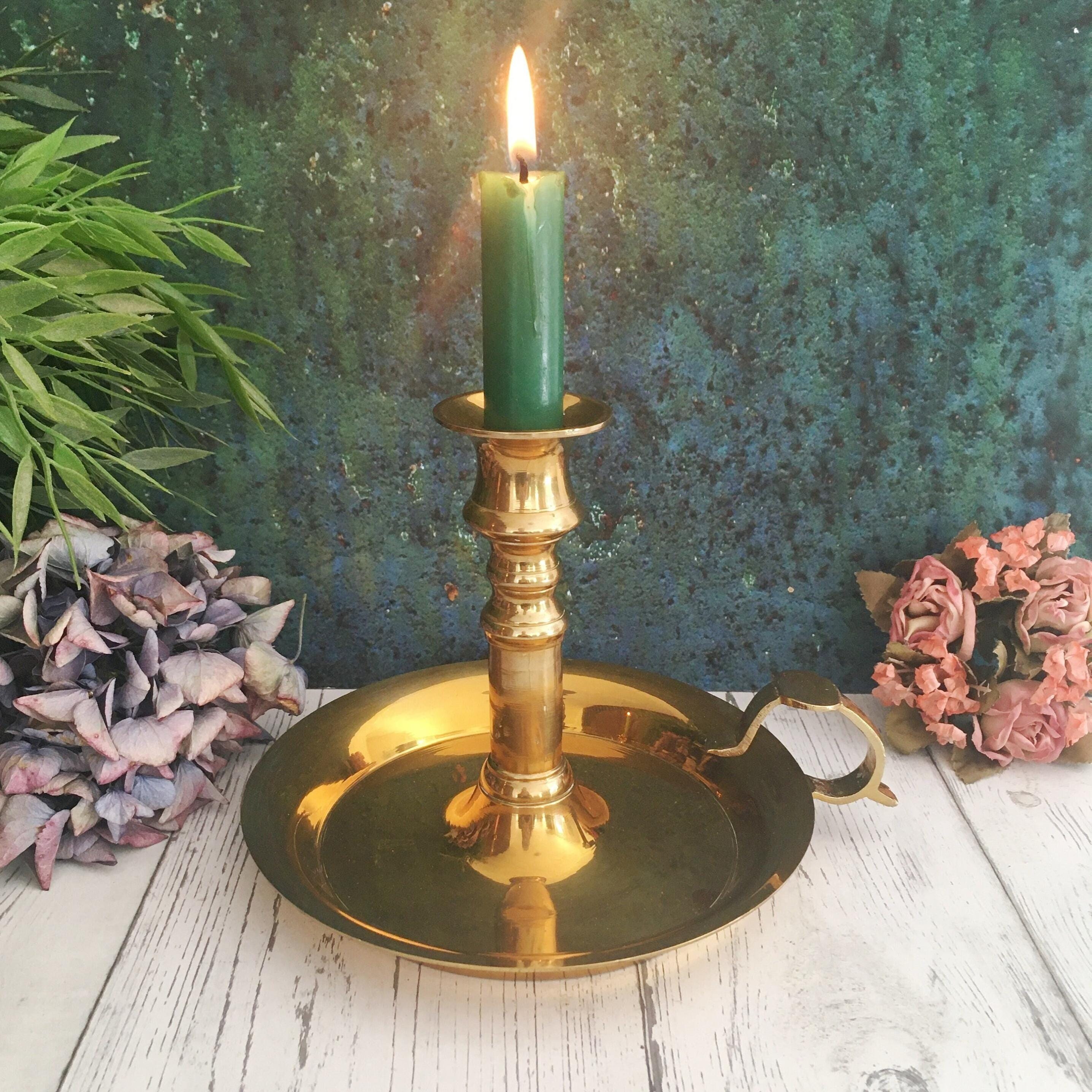 ヴィンテージ真鍮キャンドルホルダー、ゴールド台座付きチェンバー