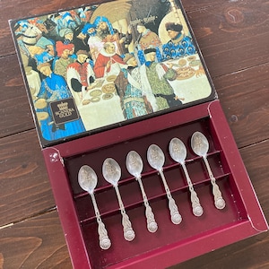 Vintage Silver Plated Teaspoons Set: Ornate Rose Design, Scandinavian Gift Box