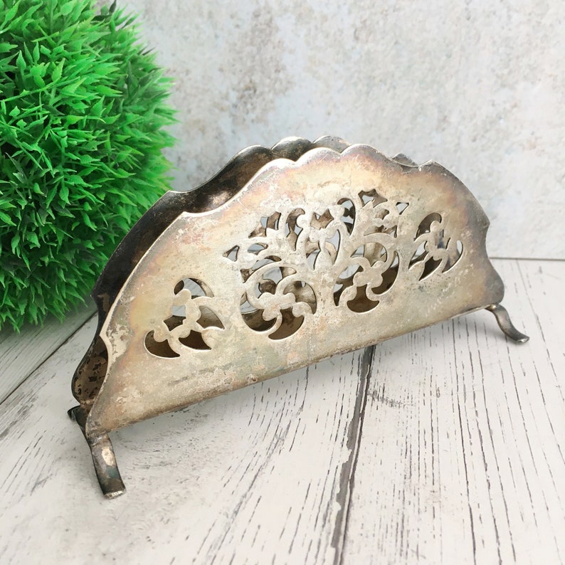 Vintage Napkin Holder Silver Plated Openwork Ornate Silver Etsy