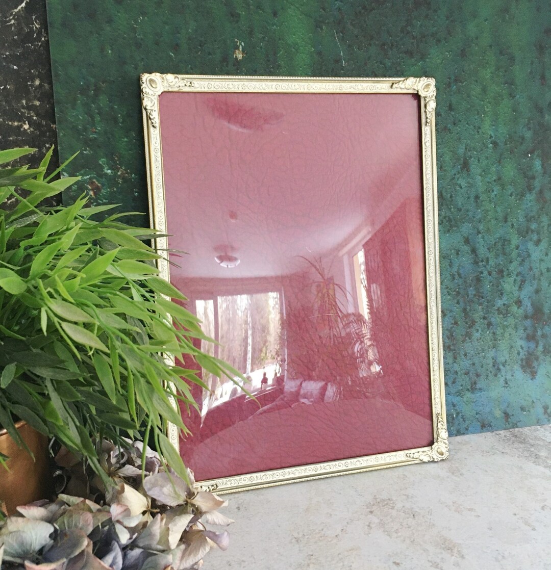 Vintage Picture Frame Convex Glass Large Metal Photo Frame Gold White ...
