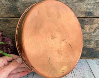 Vintage Oval Copper Baking Pan, Decorative Oblong Scandinavian Cake Mold, Farmhouse Kitchen Decor