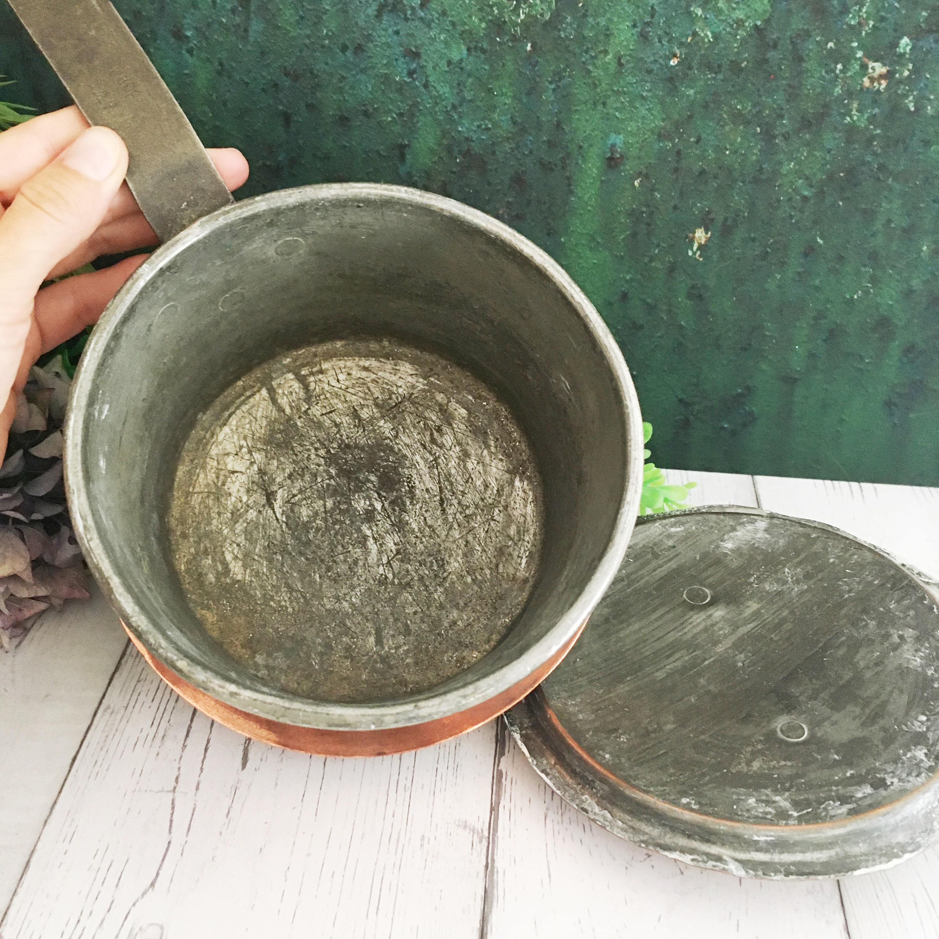 Copper Cooking Pot, Small Lidded Pot, Rustic Saucepan